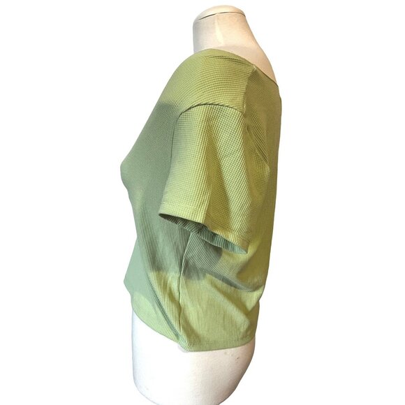 Wild Fable Green Sz XXL Textured Casual Crop Top Shirt Plus Size Cute Blouse - Picture 3 of 7